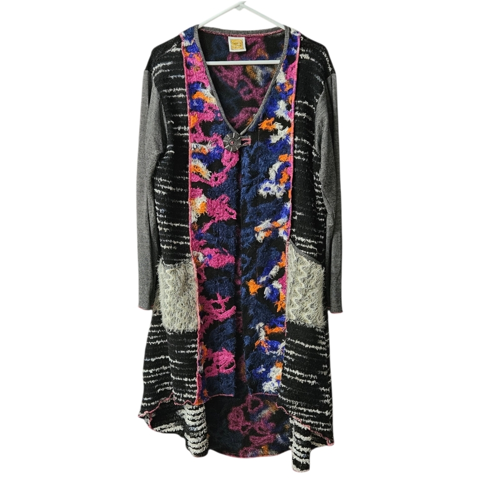 Hand Jive Duster Cardigan Wearable Art Women's XXL Art To Wear Artsy